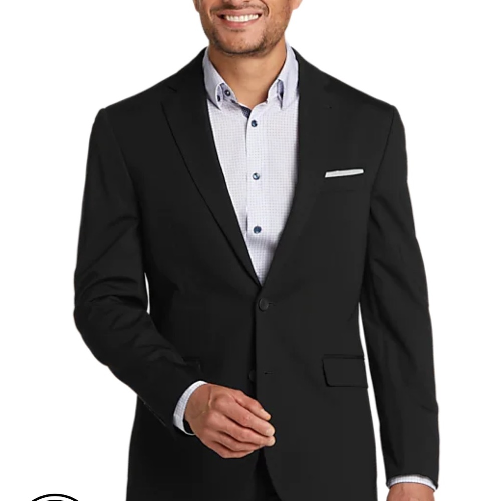 Kenneth Cole, BlK Pinstriped, Men’s Blazer with Collar